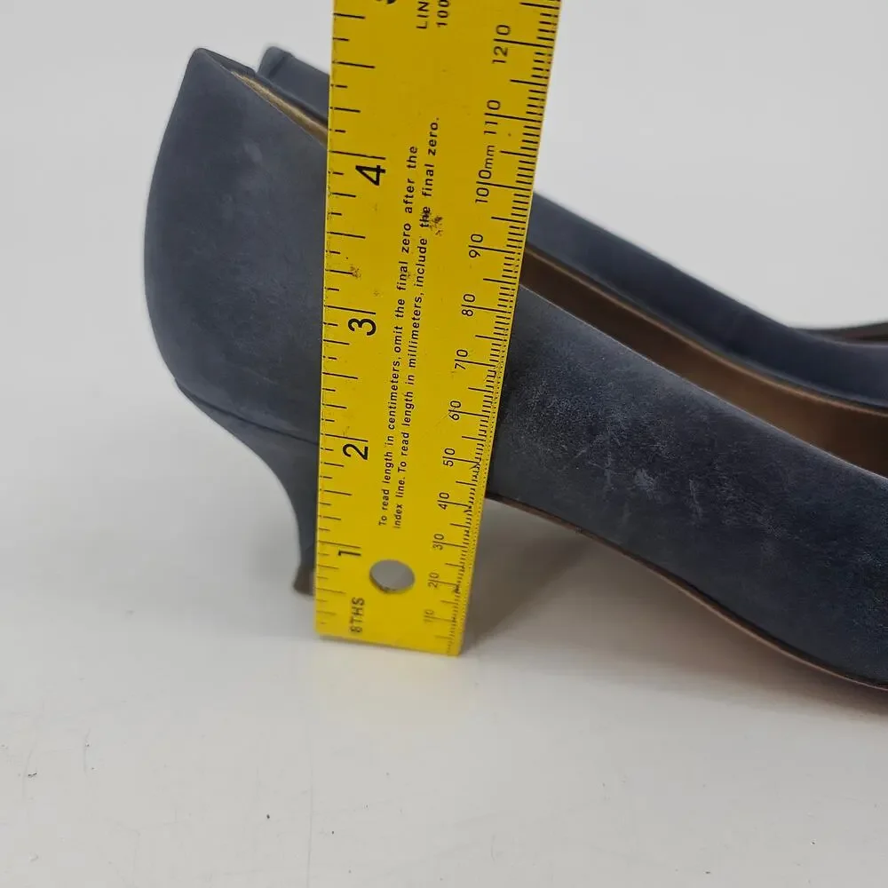 Vionic Josie pointed toe kitten heel leather pumps shoe navy blue 10 Corpcore